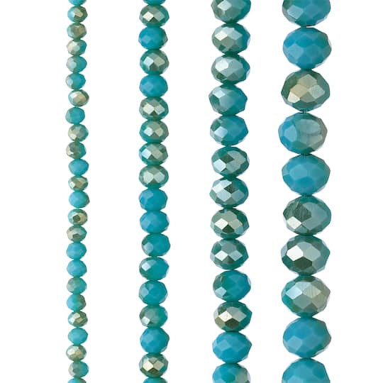 12 Pack: Aqua Faceted Glass Round Beads by Bead Landing™